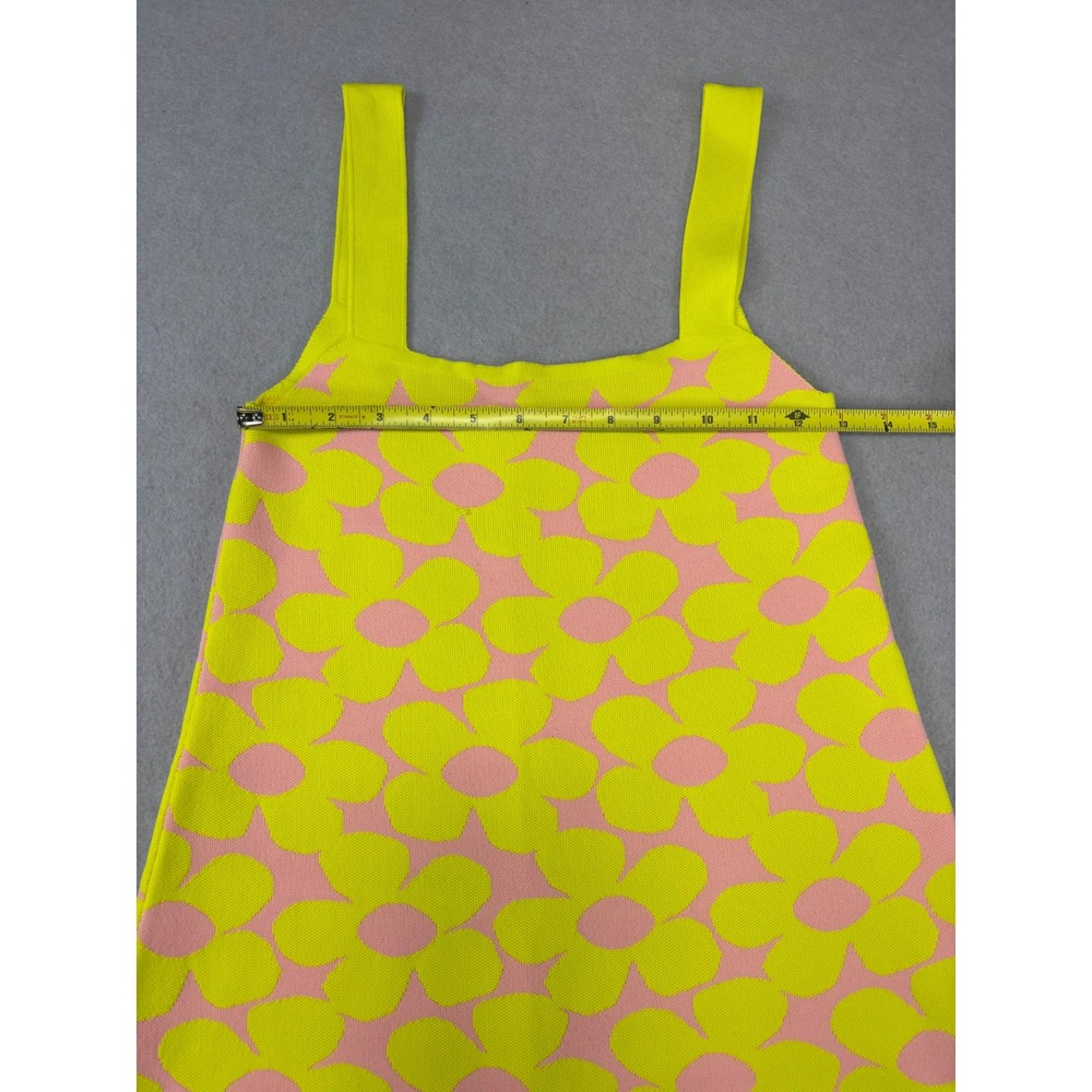 Zara Small Knit Dress Yellow Pink Floral Sleeveless Mini dress retro 60s 70s‎ - Picture 5 of 8